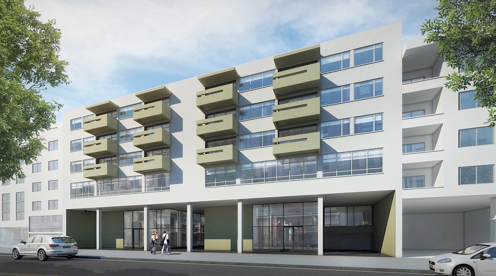 Umbau Ladenflächen, Büroflächen mit Fassadenrenovation, Helvetia AG