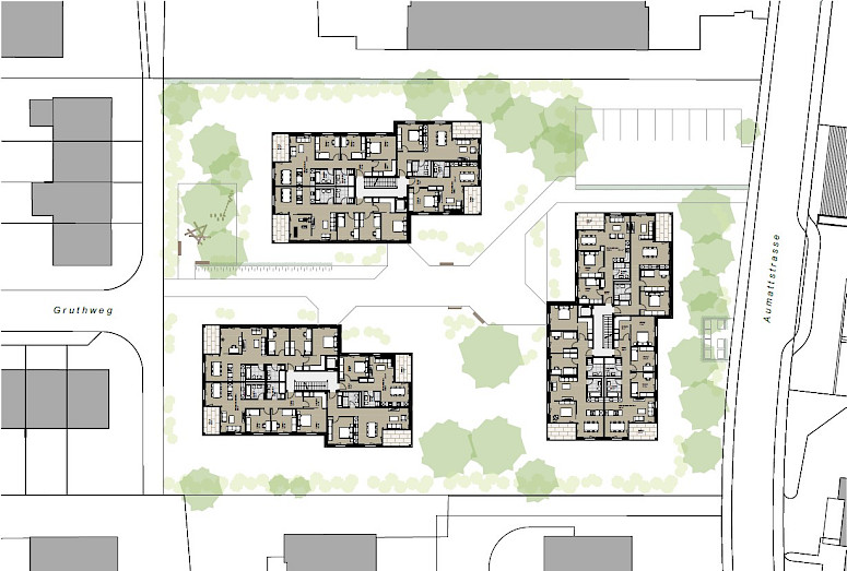 Neubau 3 Mehrfamilienhäuser mit AEH - Losinger Marazzi AG (TU) / Medpension
